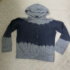 Monrow Gray and Blue Zip Up Hoodie